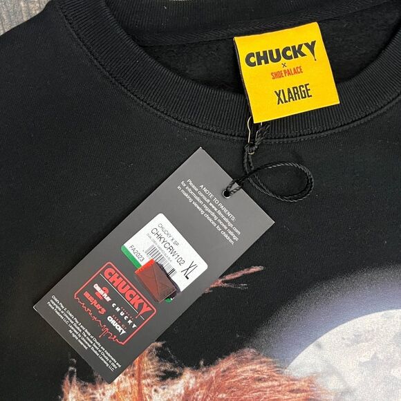 🔥🔥 “NWT” CHUCKY Horror Movie x SHOE PALACE “AOP” Black Crewneck Sweatshirt Sz - Picture 8 of 11